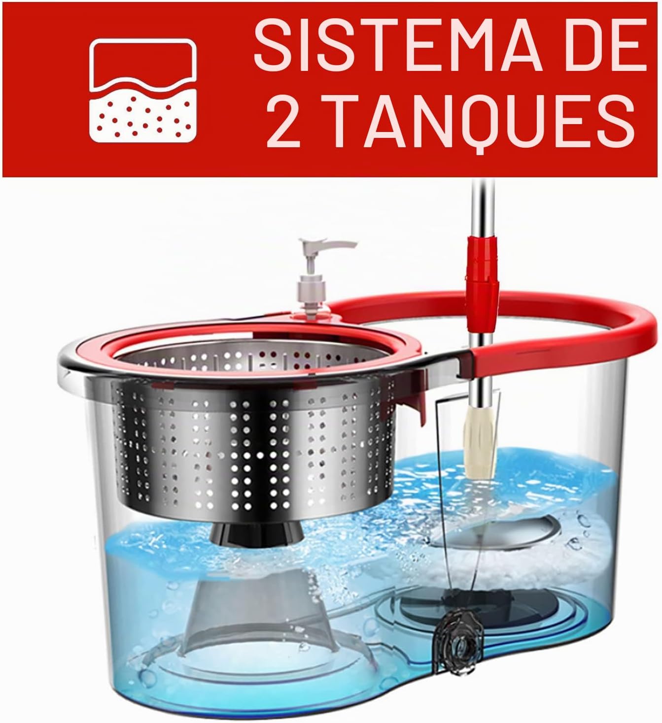 Mop Giratorio 360° con Balde Escurridor - Limpieza Fácil y Rápida