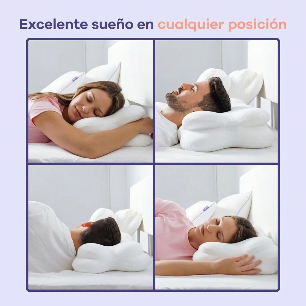 COMPRE 1 LLEVA 4 | Almohada Cervical Ergonómica con Memory Foam y Funda Refrescante | Máximo Confort para Dormir Mejor